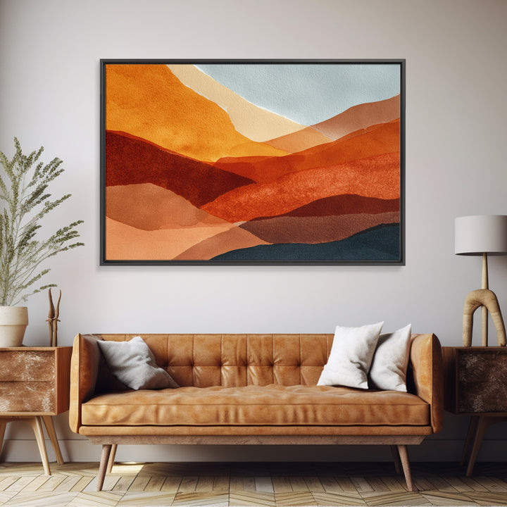 Burnt Orange Canyon Abstraction Framed Canvas Print, Monochrome Art, Textured Wall Art, Living Room Decor, Fine Art, Mono, MON-3x2-20