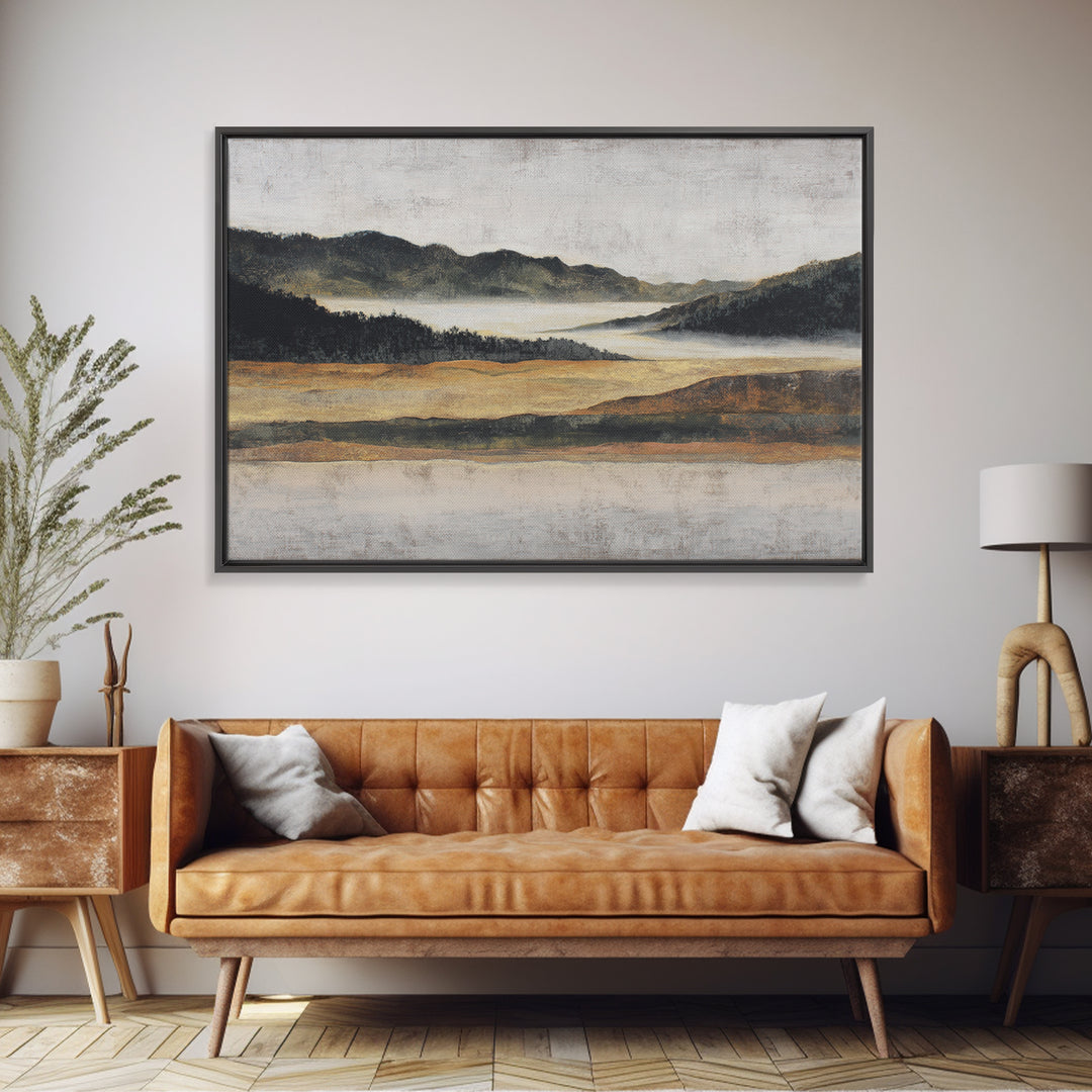 Charcoal Mountain Landscape Canvas Print, Monochrome Art, Printable Art, Living Room Decor, Oil Painting, Mono, MON-3x2-32