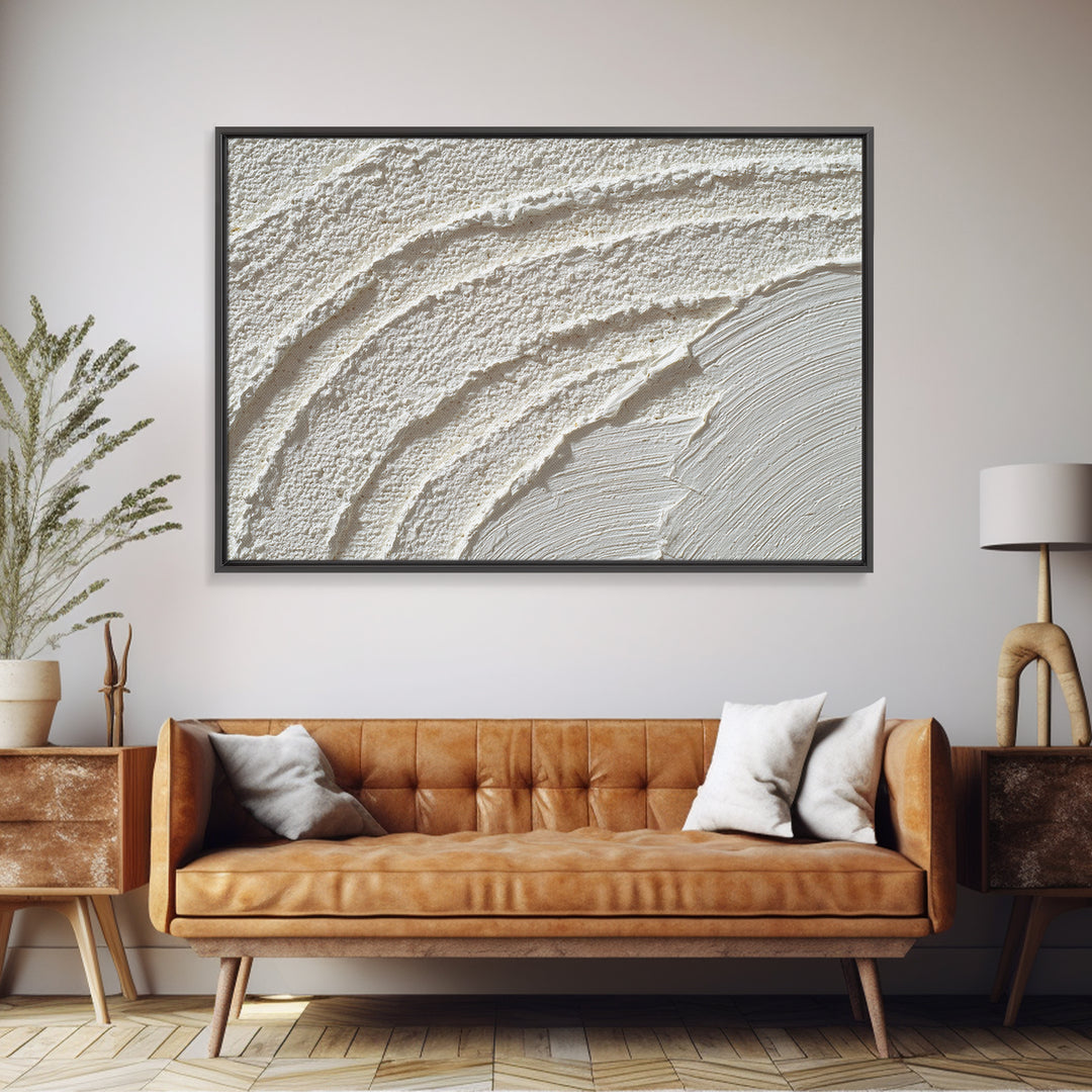 Ivory White Plaster Texture Composition Canvas Print, Monochrome Art, Boho Wall Art, Living Room Decor, Fine Art, Mono, MON-3x2-33