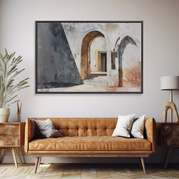 Gray Architectural Arch and Shadow Study Canvas Print, Monochrome Art, Abstract Art, Living Room Decor, Fine Art, Mono, MON-3x2-38