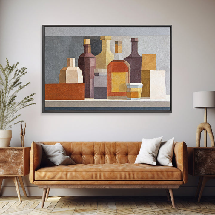 Brown Leather and Whiskey Still Life Canvas Print, Monochrome Art, Bedroom Wall Art, Living Room Decor, Fine Art, Mono, MON-3x2-51