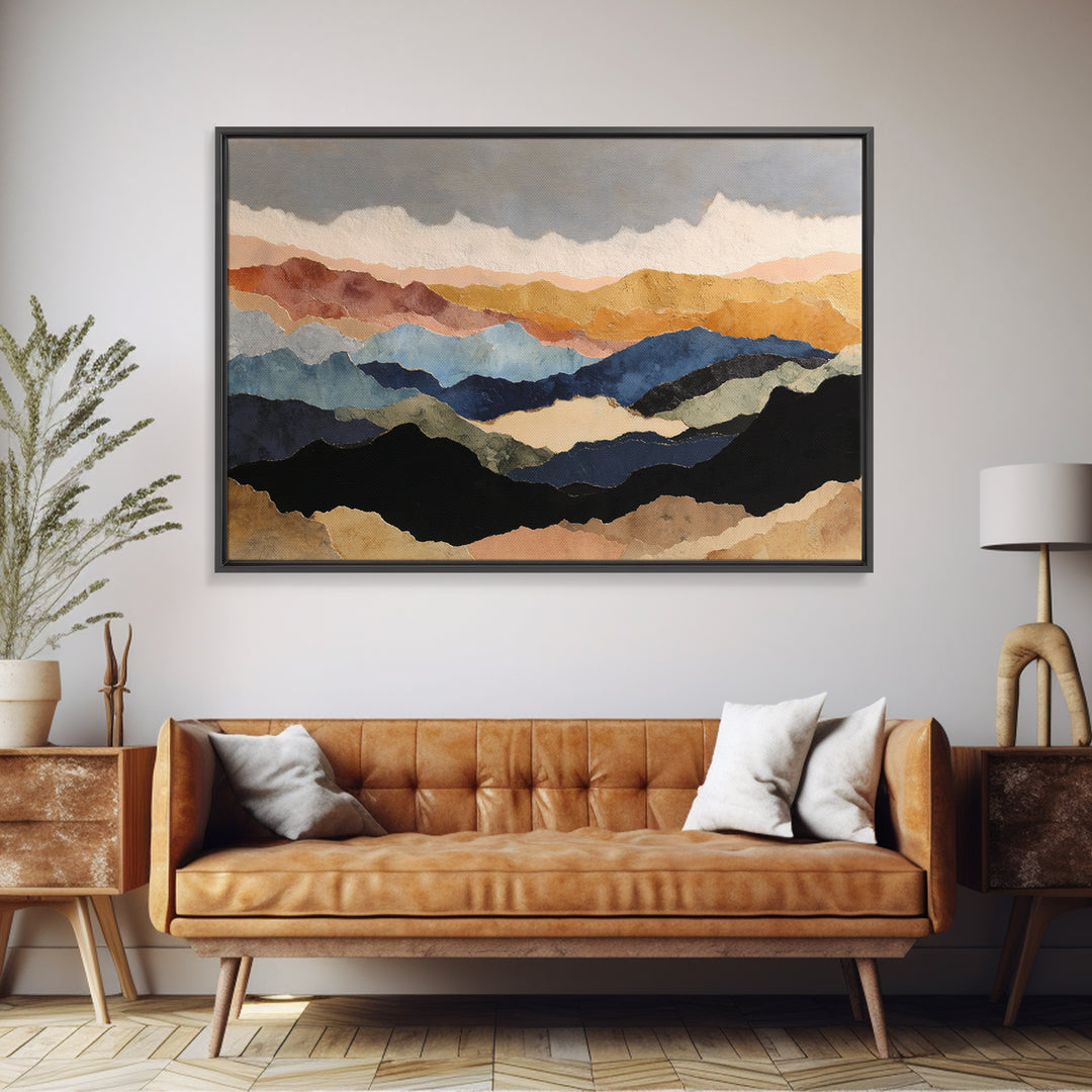 Blue Mountain Ridge Layers Canvas Print, Monochrome Art, Apartment Decor, Living Room Decor, Fine Art, Mono, Moody Wall Art, MON-3x2-52