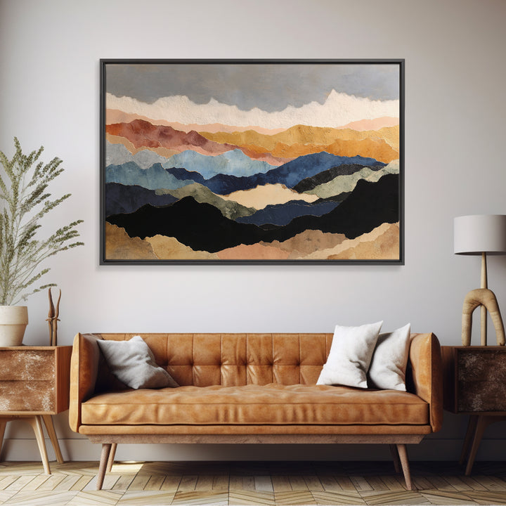 Blue Mountain Ridge Layers Canvas Print, Monochrome Art, Apartment Decor, Living Room Decor, Fine Art, Mono, Moody Wall Art, MON-3x2-52