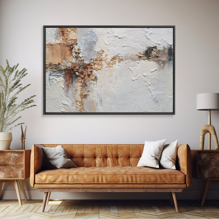 Ivory White Plaster Texture Composition Canvas Print, Monochrome Art, Boho Wall Art, Living Room Decor, Fine Art, Mono, MON-3x2-57