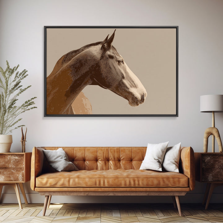 Sepia Horse Portrait Framed Canvas Print, Monochrome Art, Large Wall Art, Living Room Decor, Fine Art, Mono, Modern Wall Art, MON-3x2-6