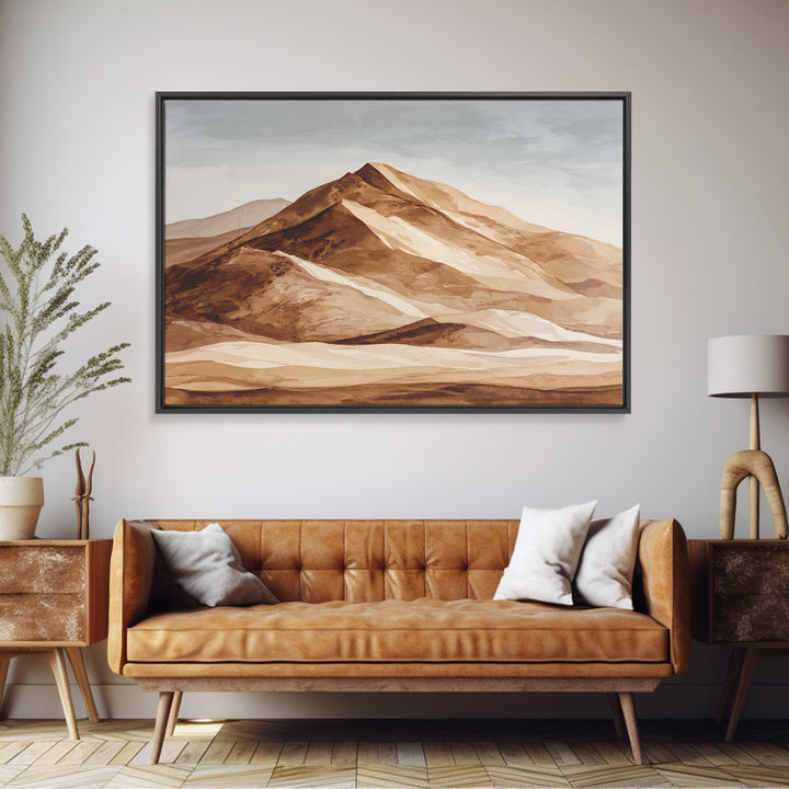 Warm Brown Desert Landscape Canvas Print, Monochrome Art, Dopamine Decor, Living Room Decor, Fine Art, Mono, Modern Decor, MON-3x2-61