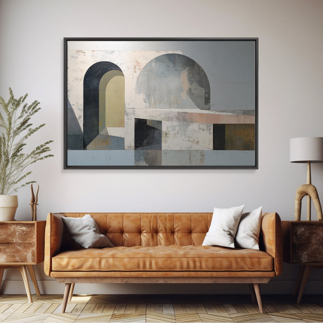 Gray Architectural Arch and Shadow Study Canvas Print, Monochrome Art, Abstract Art, Living Room Decor, Fine Art, Mono, MON-3x2-62