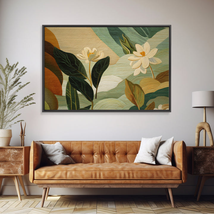 Green Botanical Study Framed Canvas Print, Monochrome Art, Home Decor, Living Room Decor, Fine Art, Mono, Bedroom Decor, MON-3x2-7