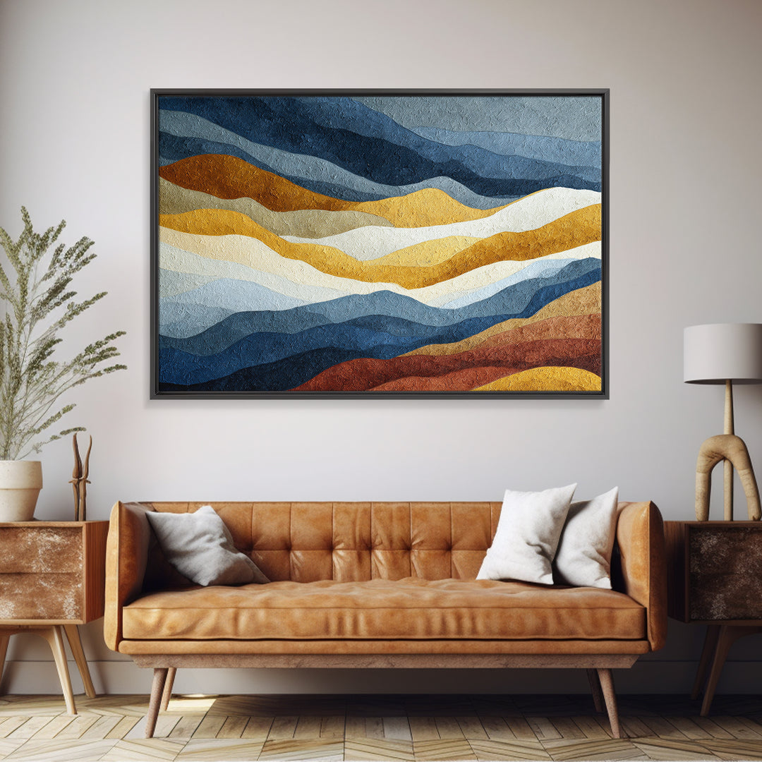 Blue Mountain Ridge Layers Canvas Print, Monochrome Art, Modern Art, Living Room Decor, Fine Art, Mono, Textured Painting, MON-3x2-76