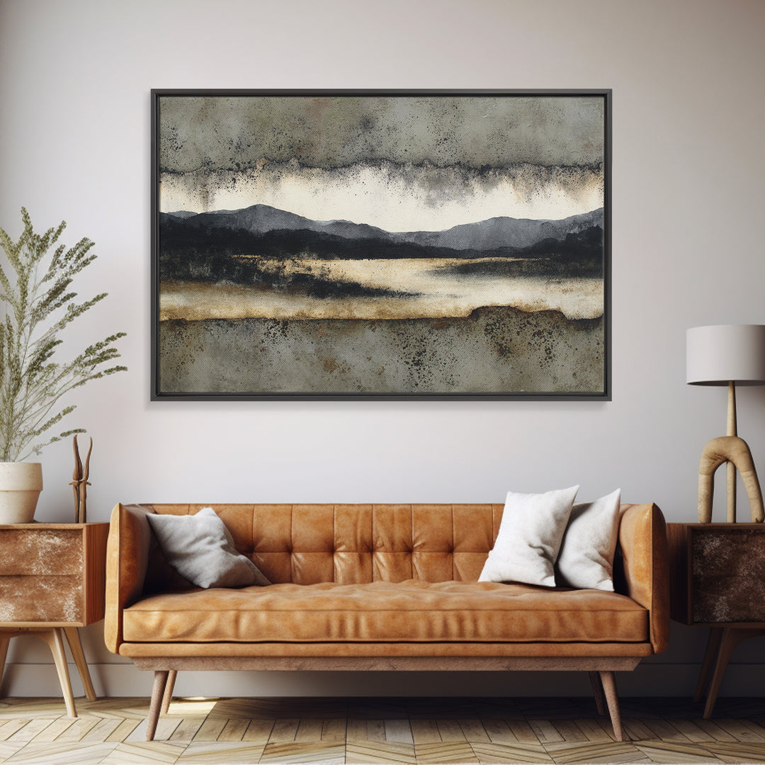 Black Ink Abstract Framed Canvas Print, Monochrome Art, Modern Wall Art, Living Room Decor, Abstract Art, Mono, MON-3x2-82