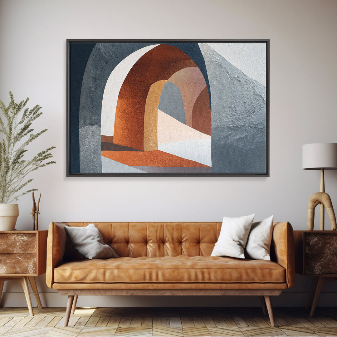 Gray Architectural Arch and Shadow Study Framed Canvas Print, Monochrome Art, Living Room Decor, Fine Art, Mono, Gallery Decor, MON-3x2-86
