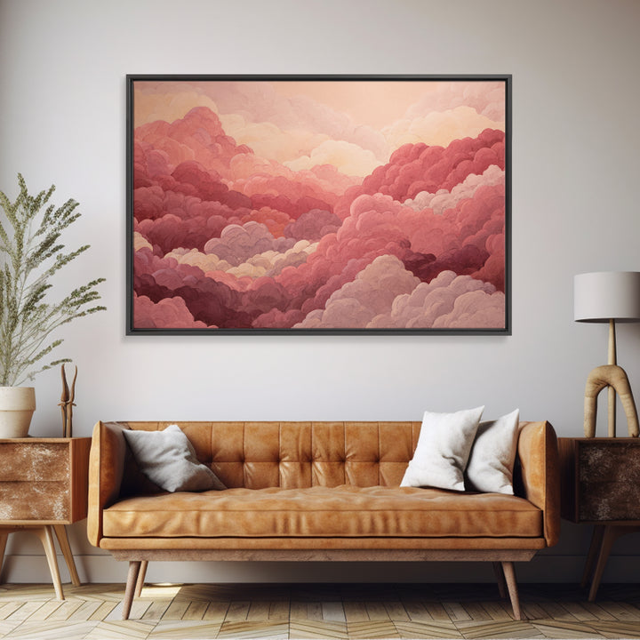 All Pink Cloudscape Canvas Print, Monochrome Art, Boho Decor, Living Room Decor, Fine Art, Mono, Art Print, Digital Art, MON-3x2-88
