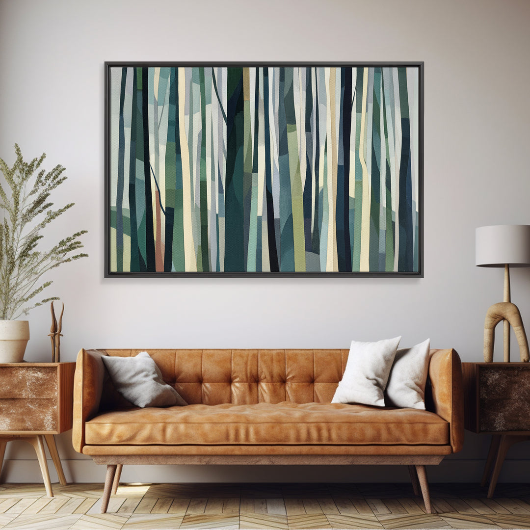 Deep Green Forest Silhouette Study Canvas Print, Monochrome Art, Modern Art, Living Room Decor, Fine Art, Mono, MON-3x2-89