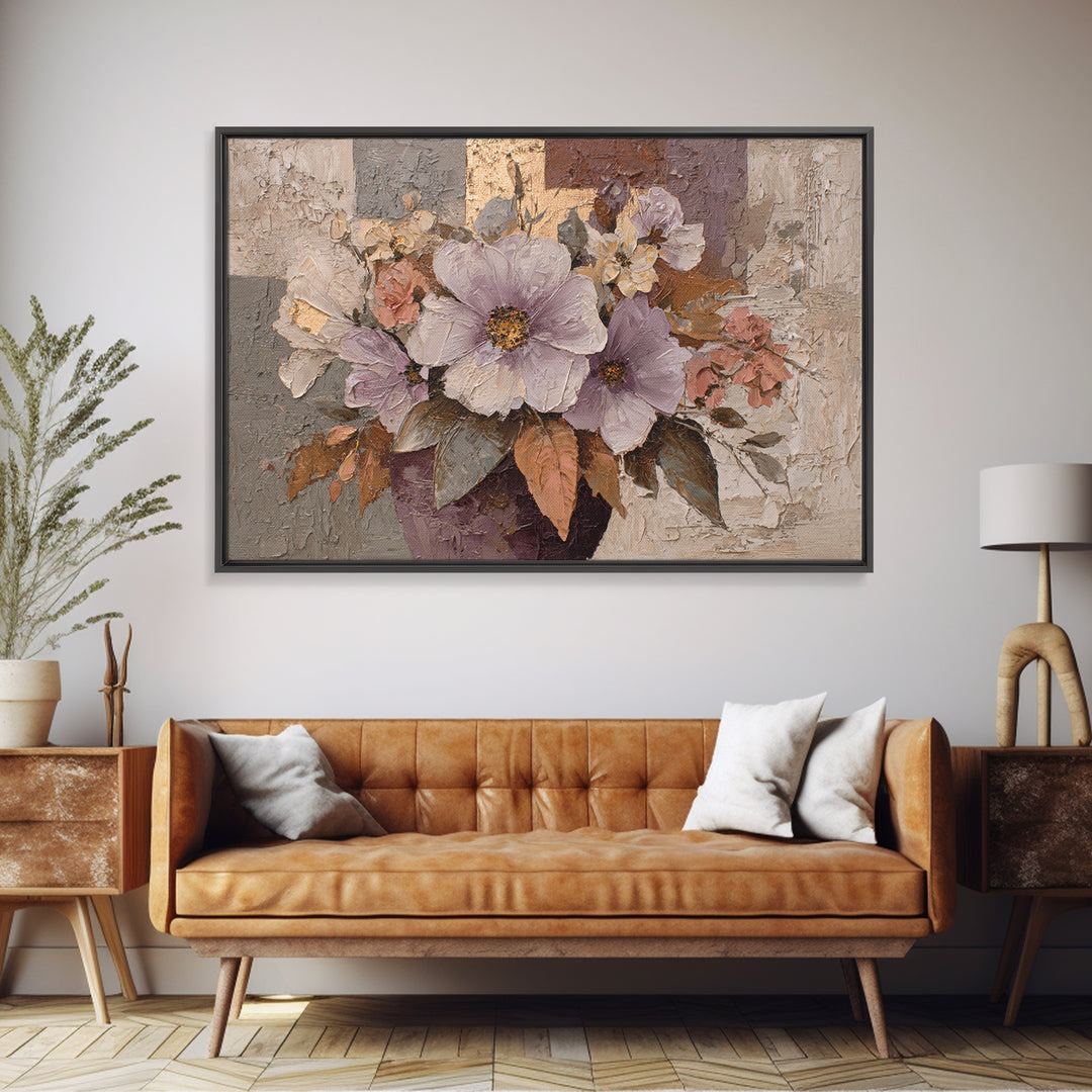 Monochrome Floral Bouquet Canvas Print, Monochrome Art, Boho Wall Art, Living Room Decor, Fine Art, Mono, Neutral Decor, MON-3x2-94