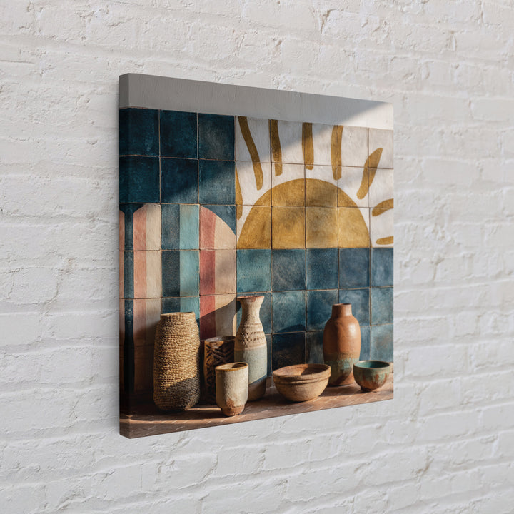 Gold Geometric Sunburst Framed Canvas Print, Moroccan Art, Moroccan Decor, Living Room Decor, Fine Art, Marrakesh, MOR-1x1-72
