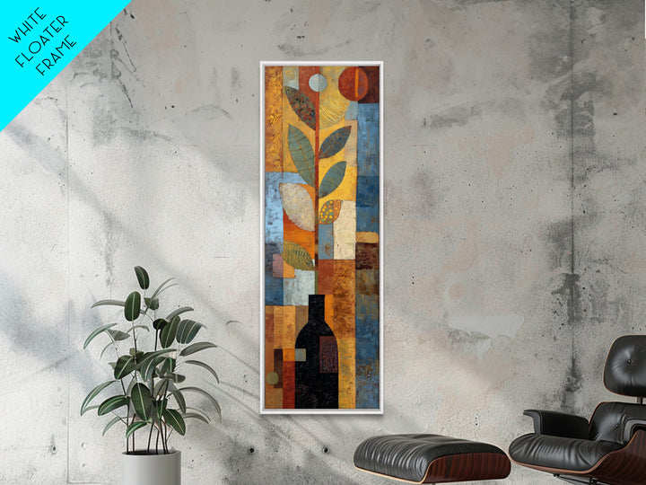 Indigo and Saffron Textile Abstraction Framed Canvas Print, Moroccan Art, African Art, Living Room Decor, Abstract Art, MOR-1x3-3