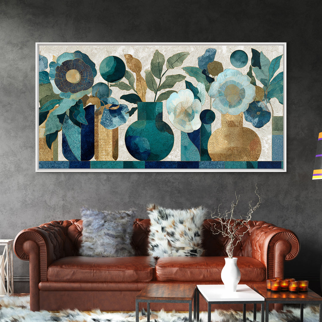 Henna Floral Ornament Pattern Canvas Print, Moroccan Art, Luxury Decor, Living Room Decor, Oil Painting, Marrakesh, Printable, MOR-2x1-4