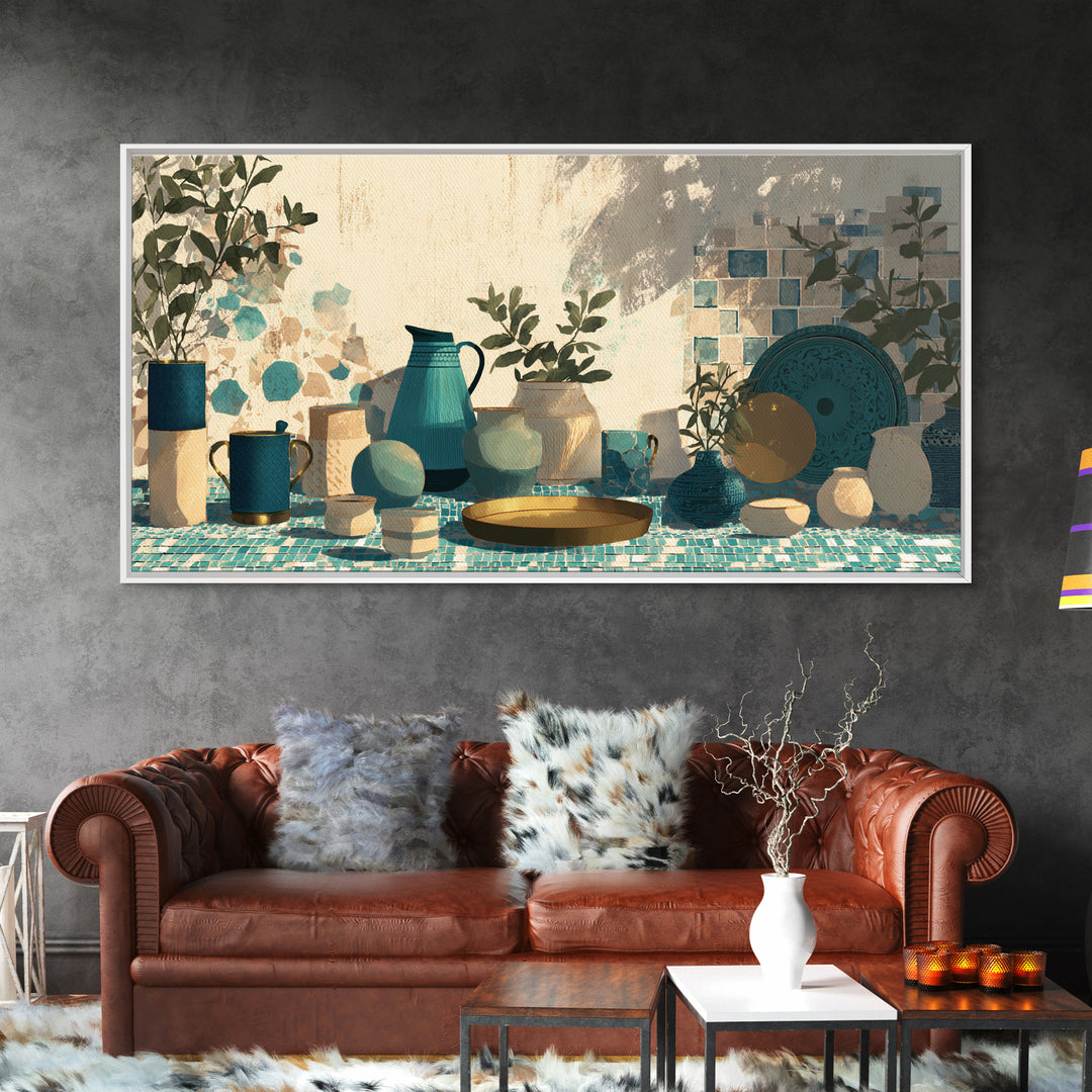 Moroccan Tea Set Canvas Print, Moroccan Art, Art Print, Living Room Decor, Marrakesh 148, Set of Prints, Living Room Rug, MOR-2x1-48