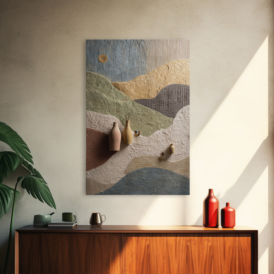 Sahara Dune Waves Framed Canvas Print, Moroccan Art, Boho Decor, Living Room Decor, Oil Painting, Marrakesh, Ramadan Decor, MOR-2x3-100