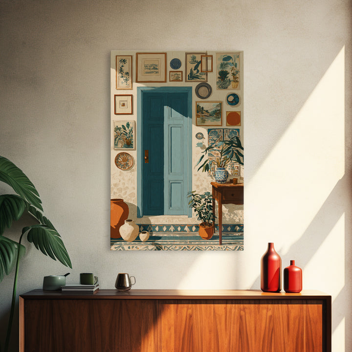 Patterned Door Hardware and Carved Wood Detail Canvas Print, Moroccan Art, Living Room Rug, Living Room Decor, Marrakesh, MOR-2x3-51