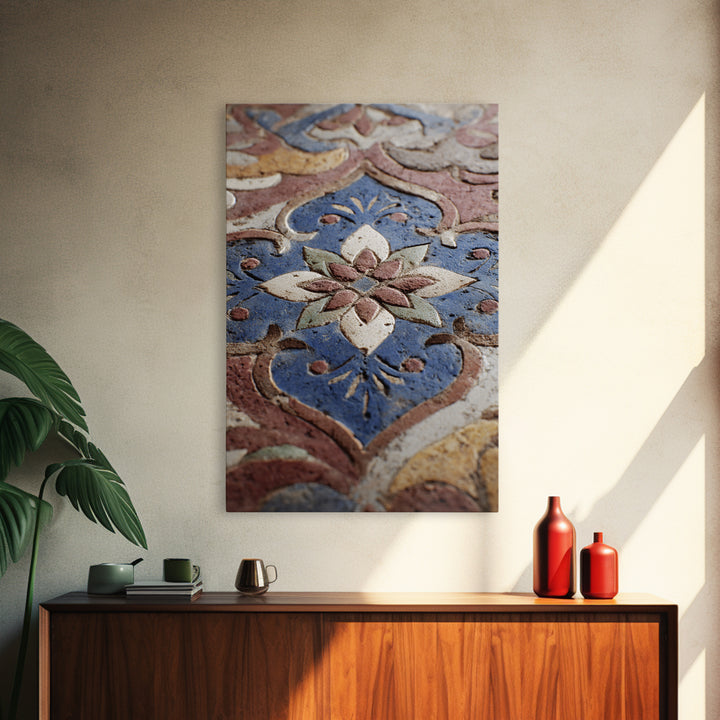 Islamic Geometric Rosette Framed Canvas Print, Moroccan Art, Moroccan Decor, Living Room Decor, Fine Art, Marrakesh, MOR-2x3-68