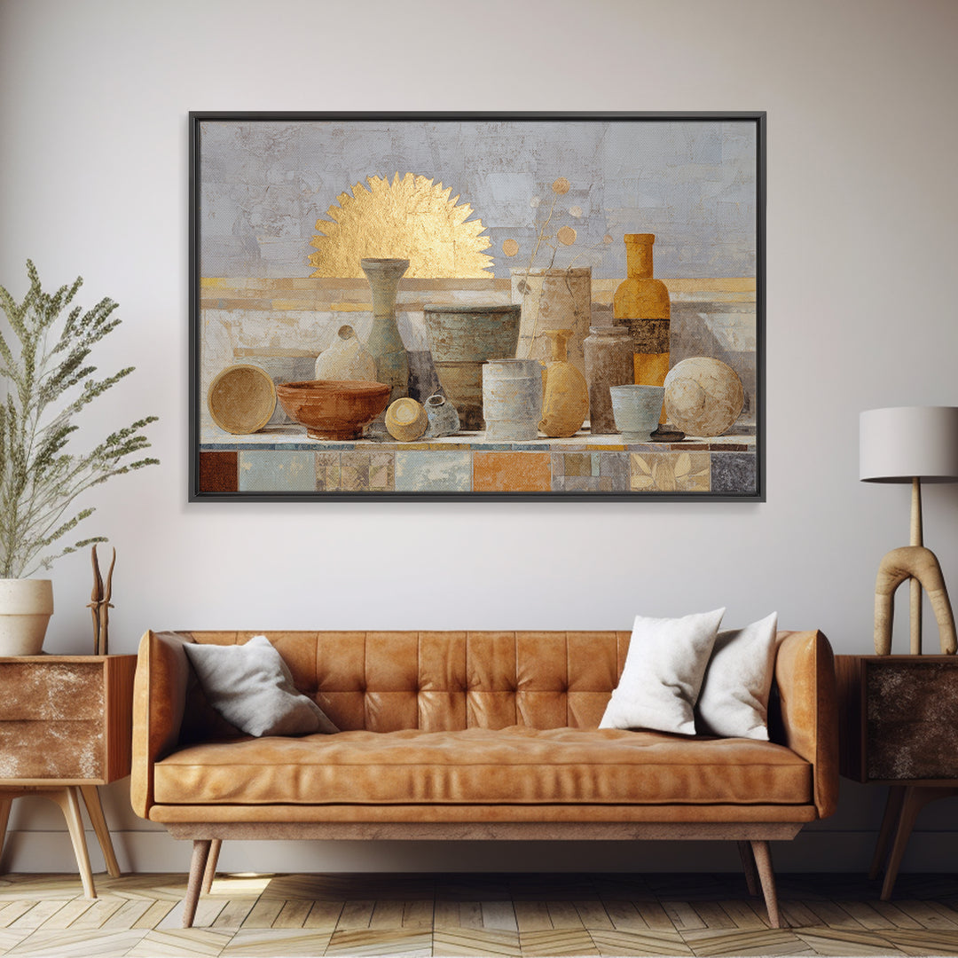 Gold Geometric Sunburst Framed Canvas Print, Moroccan Art, Living Room Decor, Fine Art, Marrakesh, Travel Poster, Map Wall Art, MOR-3x2-100