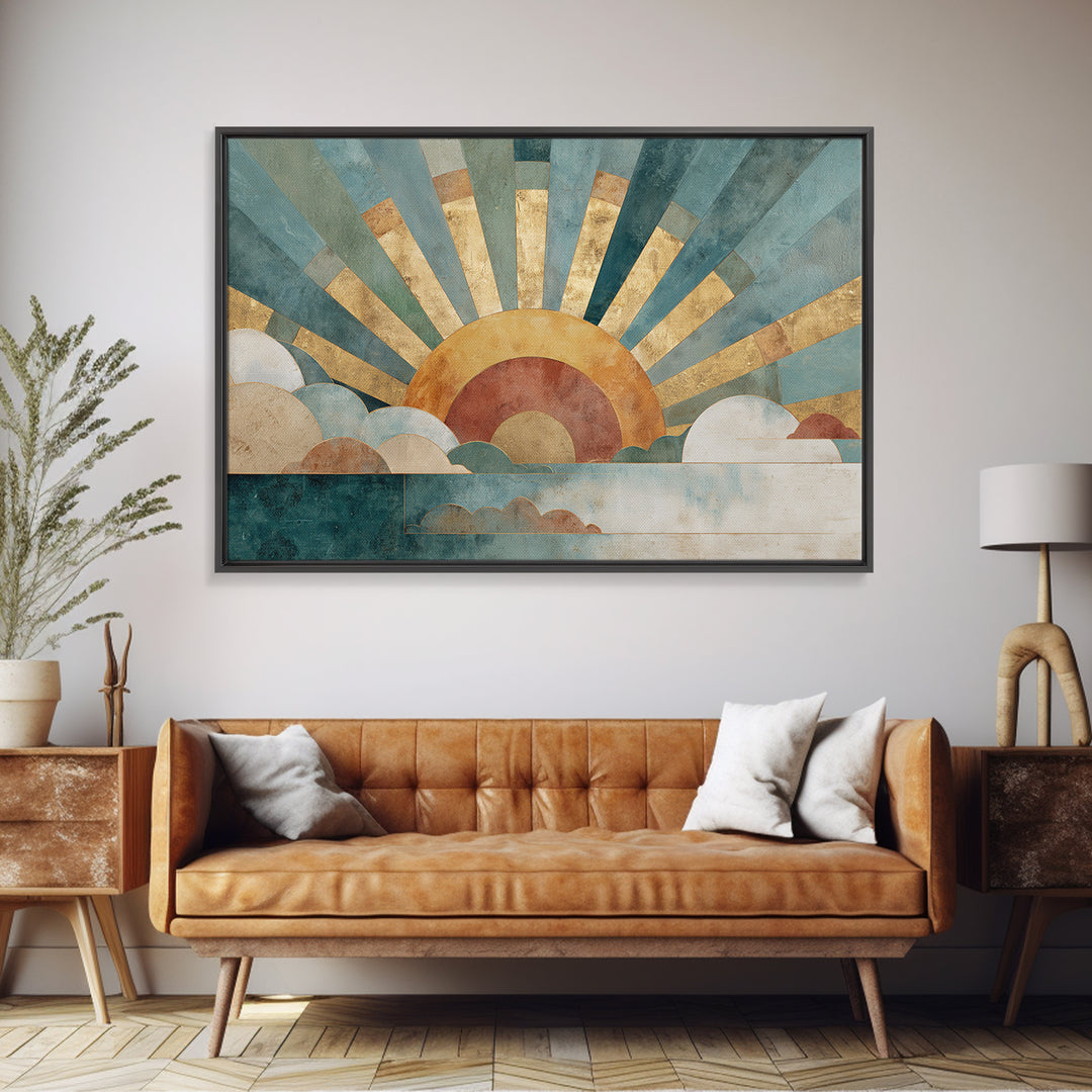 Gold Geometric Sunburst Canvas Print, Moroccan Art, Art Print, Living Room Decor, Fine Art, Marrakesh 576, Set of Prints, MOR-3x2-76