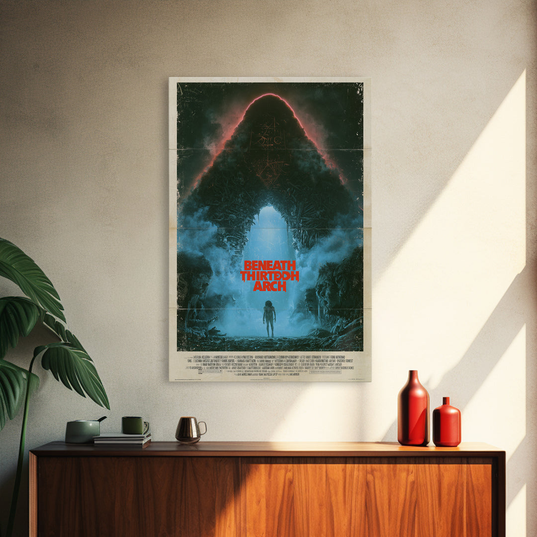 Beneath The Thirteenth Arch, English Language Horror Movie Poster, 1980s Vhs Nightmare Cover Inspired Art, Gothic Cinema Wall Art