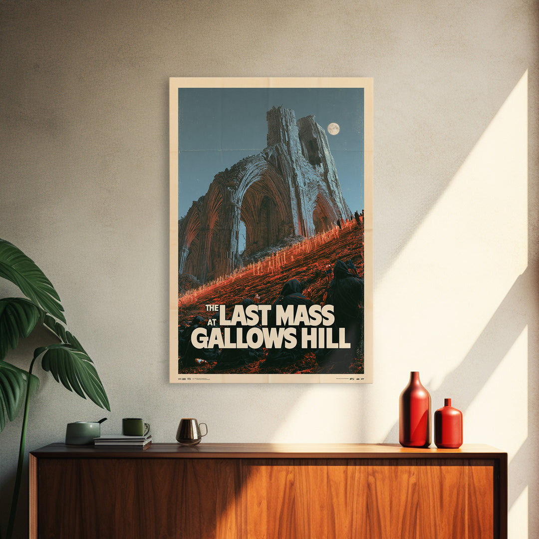 The Last Mass At Gallows Hill, English Language Horror Movie Poster, Giallo Horror Art, Classic Monster Poster, Framed Canvas Print