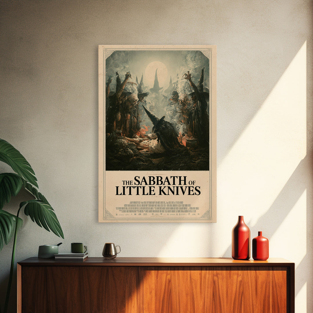 The Sabbath Of Little Knives, English Language Horror Movie Poster, Gothic Nightmare Art, Gothic Cinema Wall Art, Framed Canvas Print