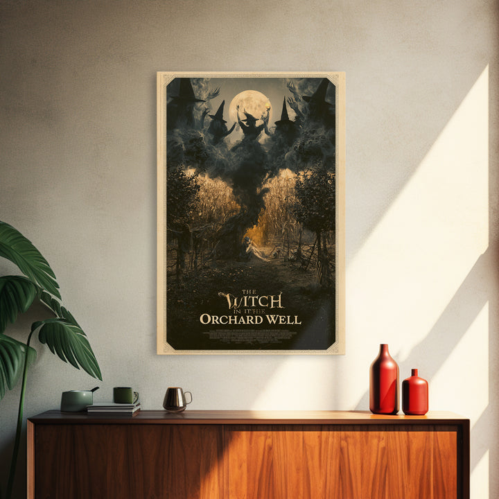 The Witch In The Orchard Well, English Language Horror Movie Poster, Gothic Nightmare Art, Retro Horror Movie Art, Canvas Print