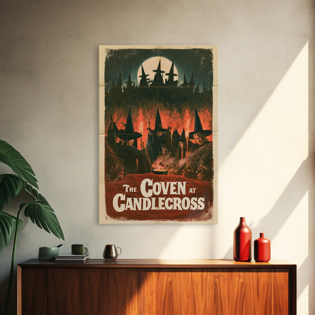 The Coven At Candlecross, English Language Horror Movie Poster, 1960s Horror Art, Retro Horror Movie Art, Framed Canvas Print
