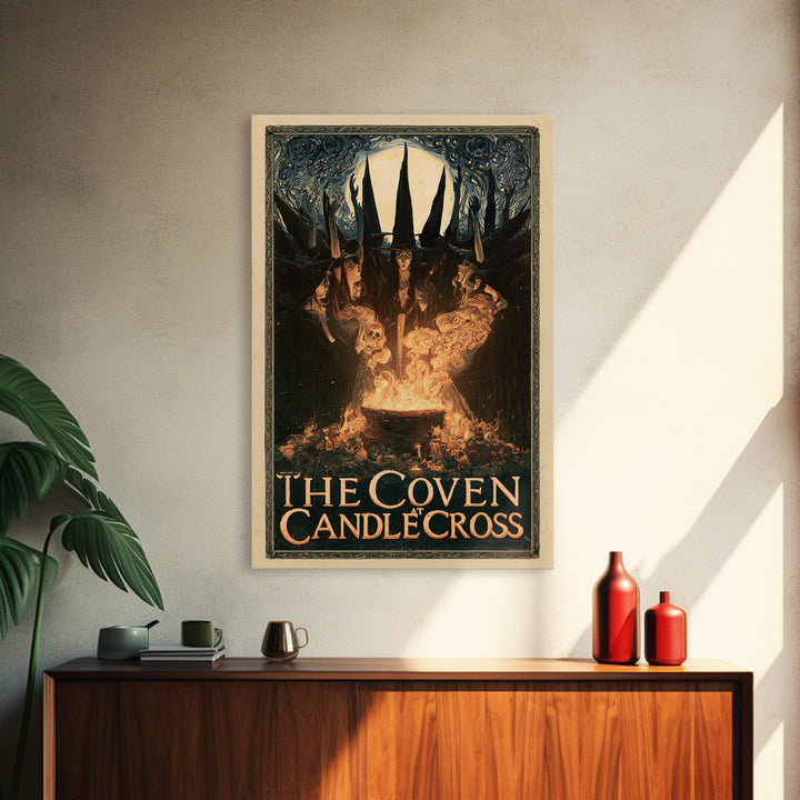 The Coven At Candlecross, English Language Horror Movie Poster, Stained Glass Gothic Art, Cult Horror Poster, Canvas Print