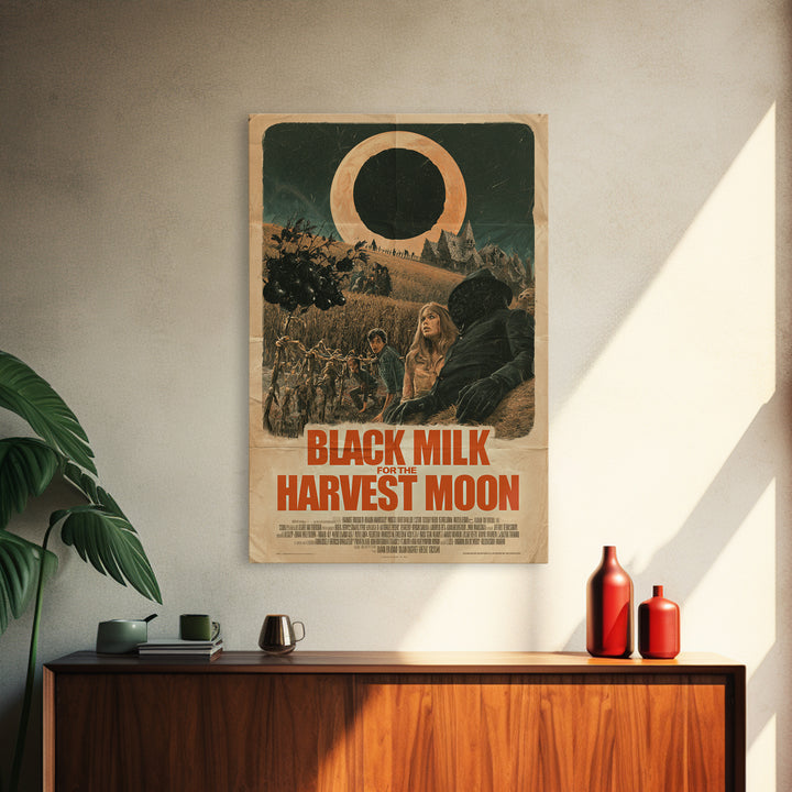 Black Milk For The Harvest Moon, English Language Horror Movie Poster, Giallo Horror Art, Gothic Cinema Wall Art, Canvas Print