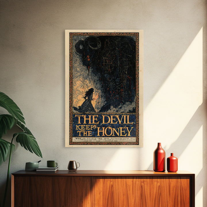 The Devil Keeps The Honey, English Language Horror Movie Poster, Stained Glass Gothic Art, Classic Monster Poster, Canvas Print
