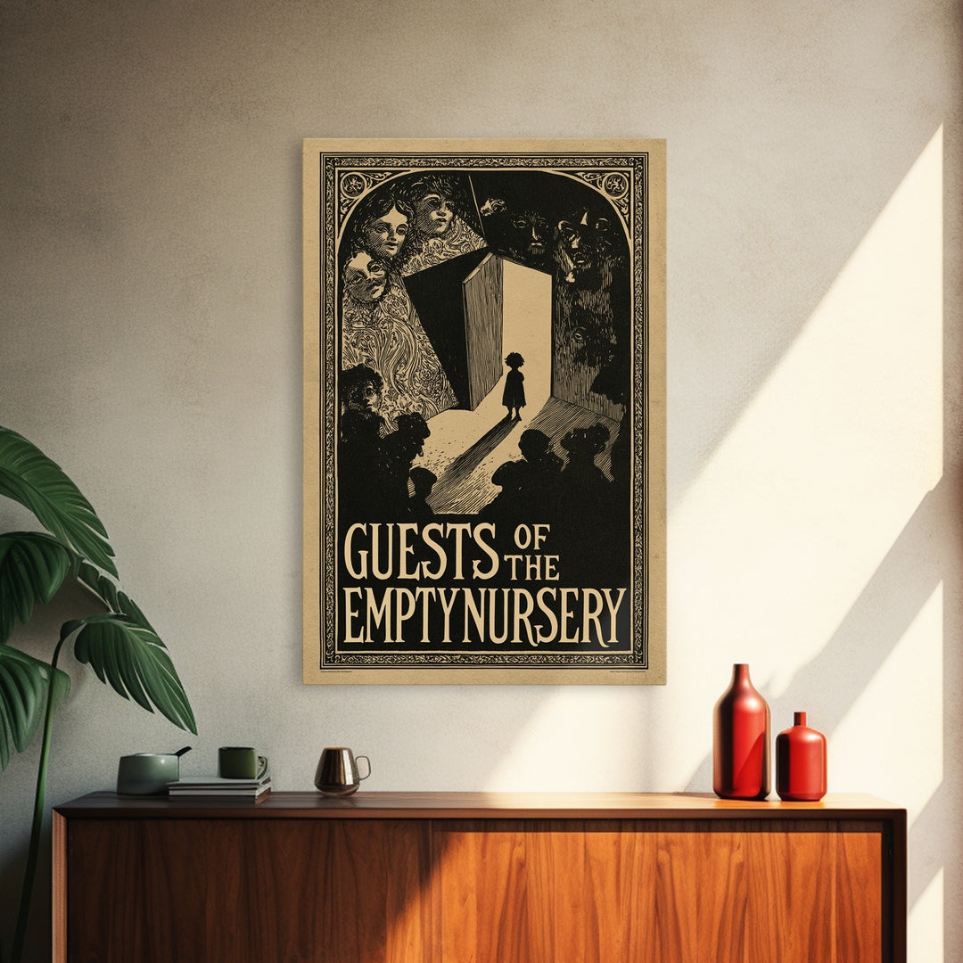 Guests Of The Empty Nursery, English Language Horror Movie Poster, Decadent Line Art, Classic Monster Poster, Horror Wall Decor