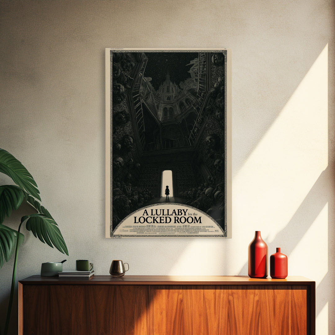 A Lullaby For The Locked Room, English Language Horror Movie Poster, Gothic Engraving Art, Retro Horror Movie Art, Canvas Print