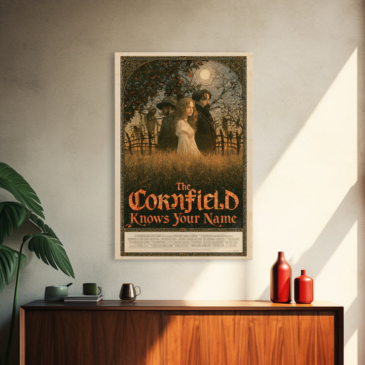 The Cornfield Knows Your Name, English Language Horror Movie Poster, Stained Glass Gothic Art, Classic Monster Poster, Canvas Print