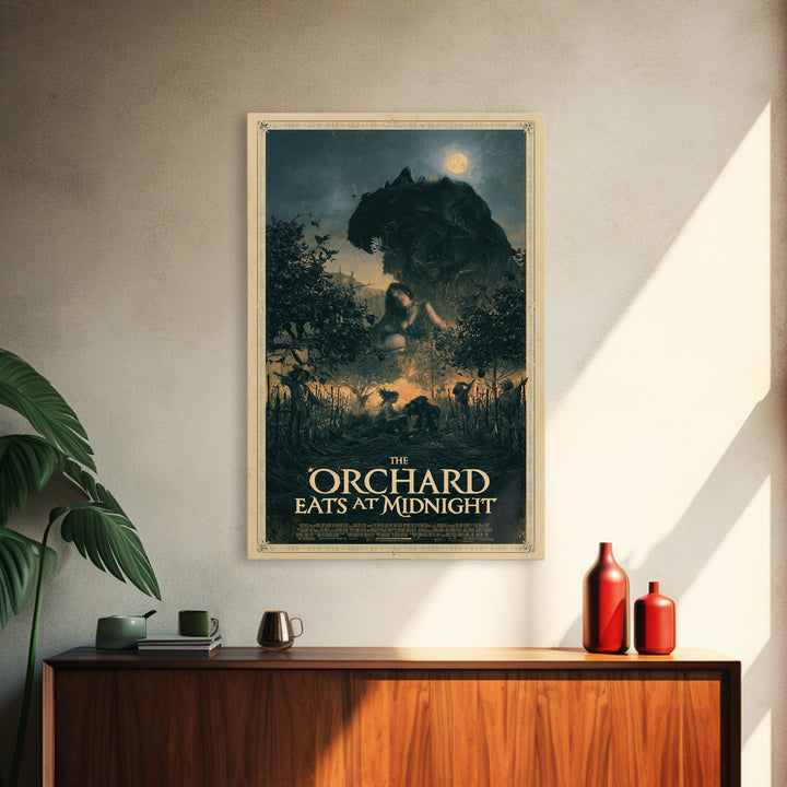 The Orchard Eats At Midnight, English Language Horror Movie Poster, Gothic Nightmare Art, Retro Horror Movie Art, Canvas Print