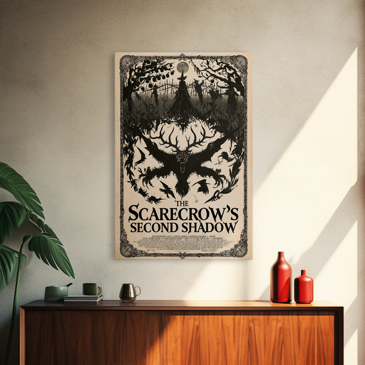 The Scarecrow'S Second Shadow, English Language Horror Movie Poster, Decadent Line Art, Cult Horror Poster, Canvas Print