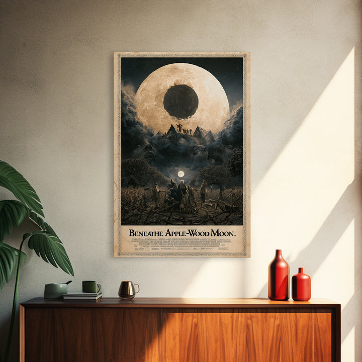 Beneath The Apple-Wood Moon, English Language Horror Movie Poster, Dark Romantic Horror Art, Retro Horror Movie Art, Canvas Print