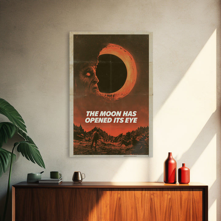 The Moon Has Opened Its Eye, English Language Horror Movie Poster, 1970s Horror Art, Retro Horror Movie Art, Framed Canvas Print