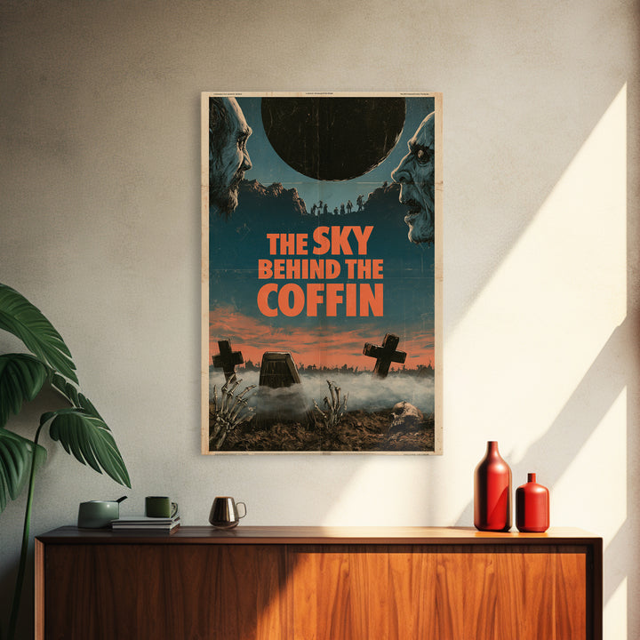 The Sky Behind The Coffin, English Language Horror Movie Poster, 1970s Horror Art, Cult Horror Poster, Framed Canvas Print