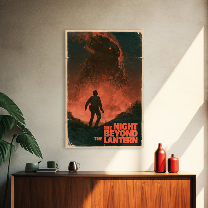 The Night Beyond The Lantern, English Language Horror Movie Poster, 1970s Horror Art, Gothic Cinema Wall Art, Framed Canvas Print