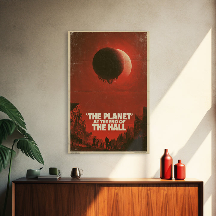 The Planet At The End Of The Hall, English Language Horror Movie Poster, 1970s Horror Art, Gothic Cinema Wall Art, Canvas Print