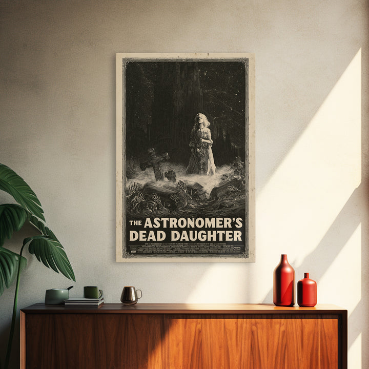 The Astronomer'S Dead Daughter, English Language Horror Movie Poster, Gothic Engraving Art, Retro Horror Movie Art, Canvas Print
