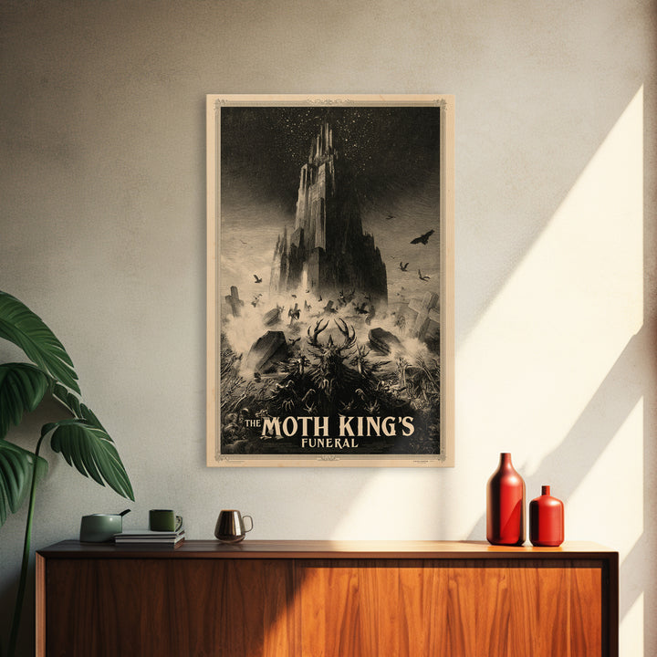 The Moth King'S Funeral, English Language Horror Movie Poster, Gothic Engraving Art, Retro Horror Movie Art, Canvas Print