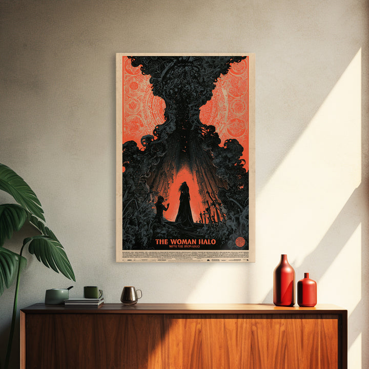 The Woman With The Iron Halo, English Language Horror Movie Poster, Decadent Line Art, Gothic Cinema Wall Art, Canvas Print