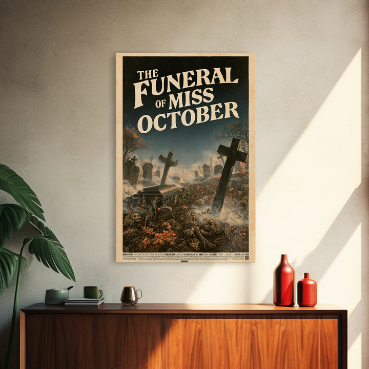 The Funeral Of Miss October, English Language Horror Movie Poster, Stained Glass Gothic Art, Cult Horror Poster, Canvas Print