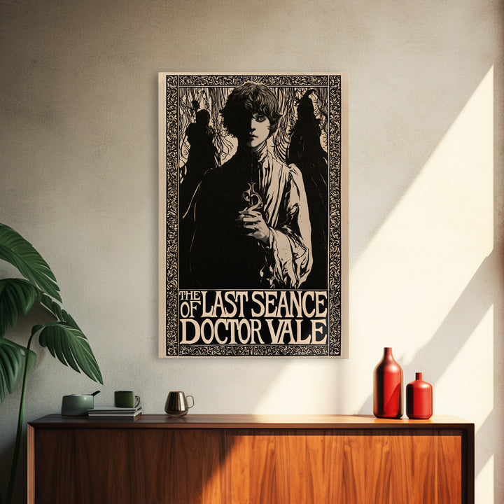 The Last Seance Of Doctor Vale, English Language Horror Movie Poster, Decadent Line Art, Retro Horror Movie Art, Canvas Print